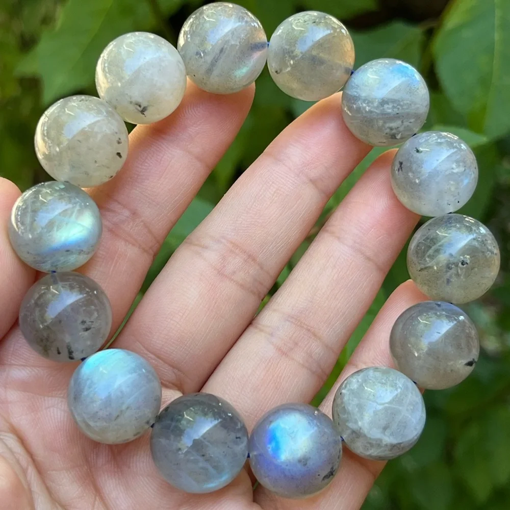 16mm chunky stretchable flashy‎ labradorite bracelet